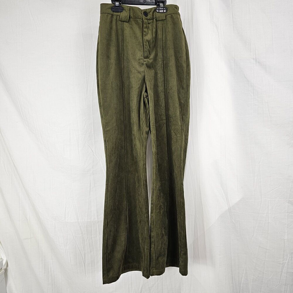 Cider Green Corduroy Flare Pants Trouser Women's Size XS Button